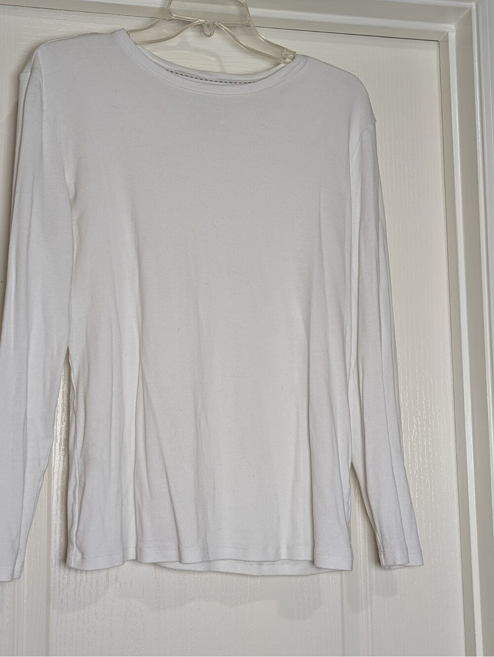 Bass Women's Basic Layering Shirt White Long Sleeve 100% Cotton Size Large
